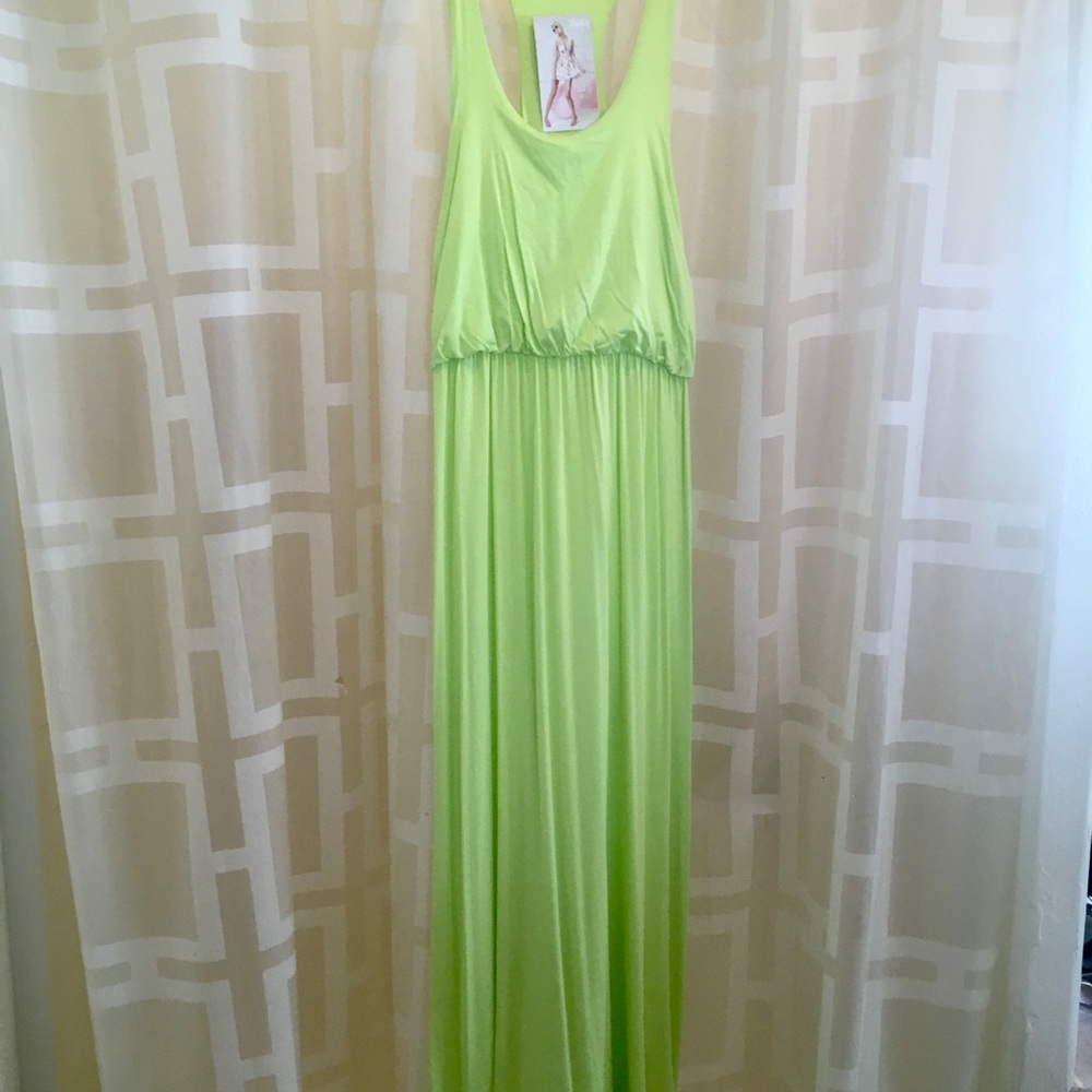 Lush brand chartreuse sleeveless maxi dress, size medium